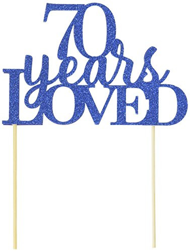 All About Details Blue 70-Years-Loved Cake Topper