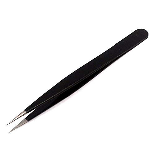 DDP Tweezers for Ingrown Hair - Stainless Steel Precision Sharp Tweezers for Splinters, Ticks and Glass Removal - Best for Eyebrow Hair, Facial Hair Removal - Steel Pointy Black DDP Tweezers for Ingrown Hair - Stainless Steel Precision Sharp Tweezers for Splinters, Ticks and Glass Removal - Best for Eyebrow Hair, Facial Hair Removal - Steel Pointy Black