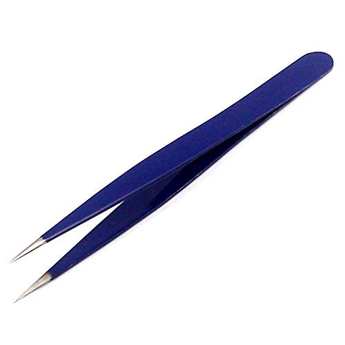 DDP Tweezers for Ingrown Hair - Stainless Steel Precision Sharp Tweezers for Splinters, Ticks and Glass Removal - Best for Eyebrow Hair, Facial Hair Removal - Steel Pointy Blue DDP Tweezers for Ingrown Hair - Stainless Steel Precision Sharp Tweezers for Splinters, Ticks and Glass Removal - Best for Eyebrow Hair, Facial Hair Removal - Steel Pointy Blue