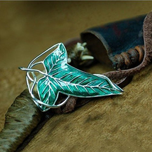 Lord of the Rings Elven Leaf Brooch Green Leaf Clasp Pin Silver plus Enamel Lord of the Rings Elven Leaf Brooch Green Leaf Clasp Pin Silver plus Enamel