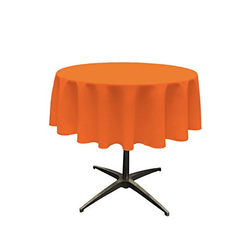 LA Linen Polyester Poplin Round Tablecloth, 58", Orange