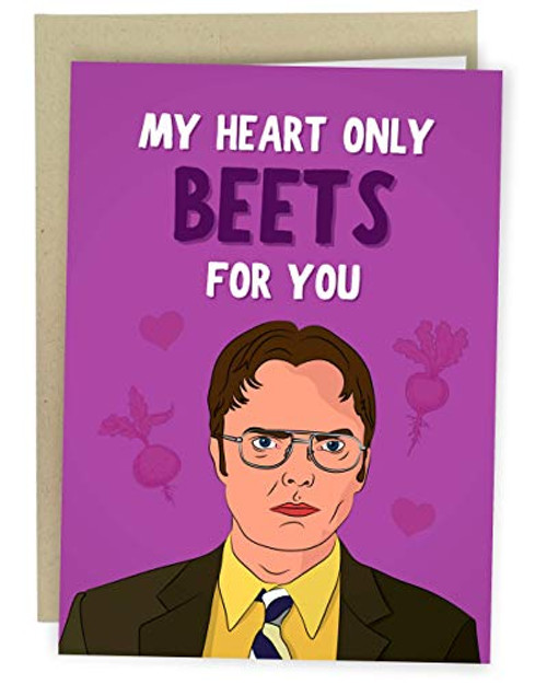 Sleazy Greetings Funny The Office Anniversary Valentine's Day Cards  My Heart Only Beets For You Dwight Schrute Card