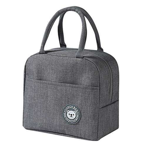 GuangYuan Reusable Insulated Lunch Bag Cooler Tote Box Meal Prep for Men  and  Women Work Picnic or Travel, Insulated Lunch Bag Gray