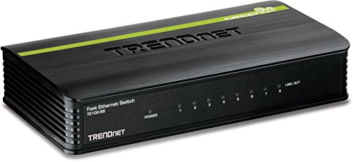 TRENDnet 8-Port Unmanaged 10/100 Mbps GREENnet Ethernet Desktop Plastic Housing Switch, TE100-S8