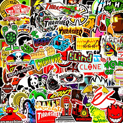 100pcs Fashion Brand Stickers, Cool Skateboard Stickers, Computer Stickers Waterproof Vinyl Stickers Laptop Stickers Luggage Car Bike Bicycle Water Bottle Stickers for Teens