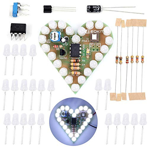 Icstation Heart Shape LED Flashing Lights Kit Electronics Soldering Practice Set White