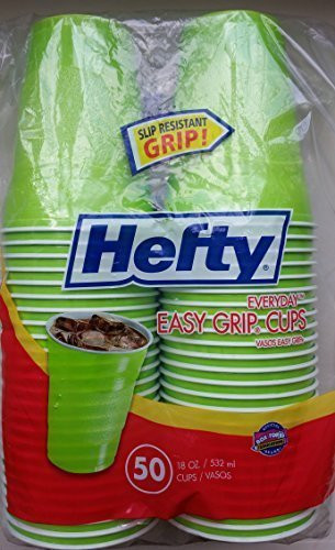 Hefty Easy Grip Plastic Cups, 18 Oz, 50 Ct, Lime Green