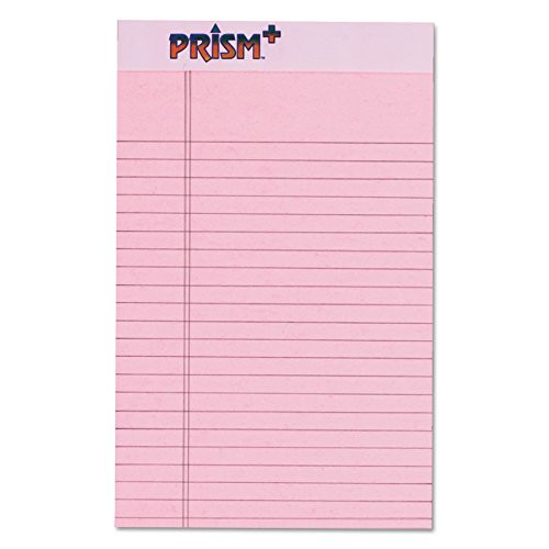 TOPS Prism Plus 100% Recycled Legal Pad, 5 x 8 Inches, Perforated, Pink, Narrow Rule, 50 Sheets per Pad, 12 Pads per Pack (63050)