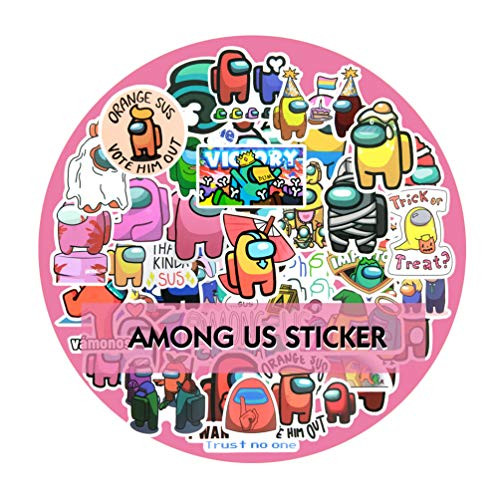 Among US Stickers 50pcs Cute Waterproof Vinyl Stickers Decals Kids Girls Teens for Laptop Water Bottles Hydro Flask Car Bike Skateboard Luggage Computer Toy Phone Snowboard.