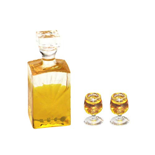 BullkerDirect Miniature Dollhouse Models DIY Decor Doll House Kit Miniature Food Play Simulated Wine Bottle Glass Model Toy Dollhouse Accessories B
