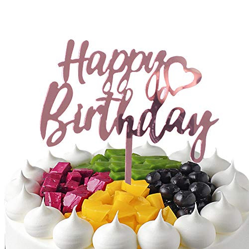 Rose gold Happy Birthday Cake Topper Set, Double-Sided Acrylic Happy Birthday Cake Toppers/Cupcake Toppers for Children or Adults Rose gold Happy Birthday Cake Topper Set, Double-Sided Acrylic Happy Birthday Cake Toppers/Cupcake Toppers for Children or Adults