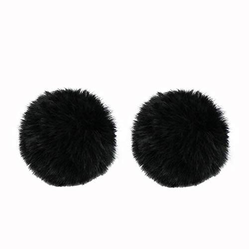 Lavalier Wind Muff 2 Pack Lapel Microphone Wind Muff 0.2/0.4 Inch Furry Lav Windscreen Windproof Wind Screen 0.4inch, Black