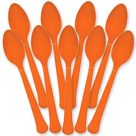 Heavy Weight Orange Plastic Spoons, 50ct