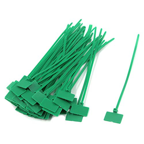 Semetall 50Pcs 5.9 Inch Nylon Cable Marker Zip Ties,Self Locking Cable Labels Tie for Home and Office,Green