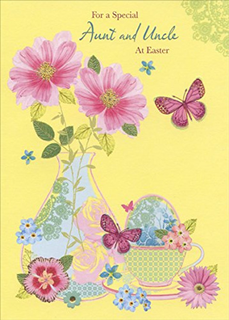 Glass Vase with Pink Flowers Aunt and Uncle - Designer Greetings Easter Card Glass Vase with Pink Flowers Aunt and Uncle - Designer Greetings Easter Card