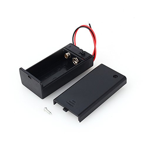 DC 9V Battery Holder Boxes Durable Plastic Black 9V Battery Storage Case with Wire Lead ON/OFF Switch