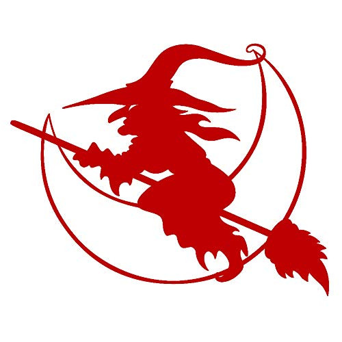 Car Sticker Halloween Funny Witch Broom Bumper Window Decals Sticker Decor Red