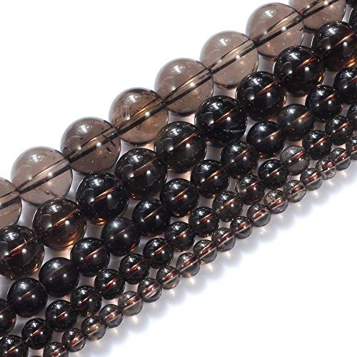Natural Stone Beads 6mm Smokey Quartz Gemstone Round Loose Beads Crystal Energy Stone Healing Power for Jewelry Making DIY,1 Strand 15inch