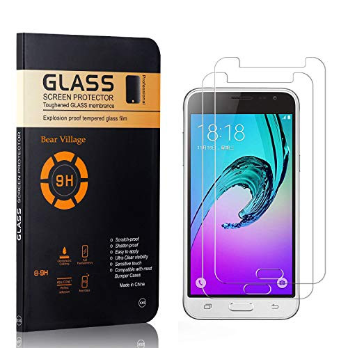 Screen Protector for Galaxy J3 / J3 2016, Bear Village 9H Tempered Glass Screen Protector, Drop Fall Protection Screen Protector Film for Samsung Galaxy J3 / J3 2016, 2 Pack Screen Protector for Galaxy J3 / J3 2016, Bear Village 9H Tempered Glass Screen Protector, Drop Fall Protection Screen Protector Film for Samsung Galaxy J3 / J3 2016, 2 Pack