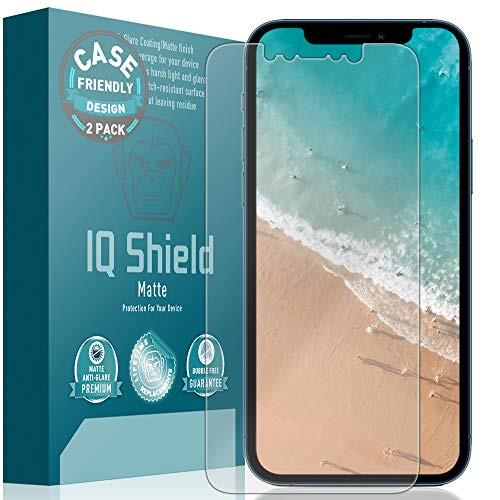 IQ Shield Matte Screen Protector Compatible with Apple iPhone 12 Pro Max 6.7 inchCase Friendly2-Pack Anti-Glare Anti-Bubble Film