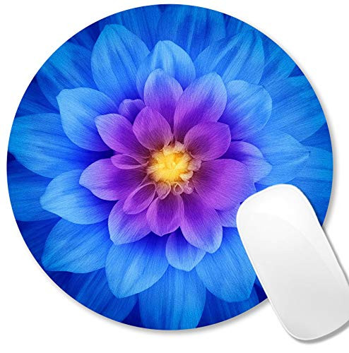 Blue Lotus Flower Round Mouse Pad Personalized Design Mouse Pad Small Size Non-Slip Rubber Base Mousepad for Laptop  and  Computer