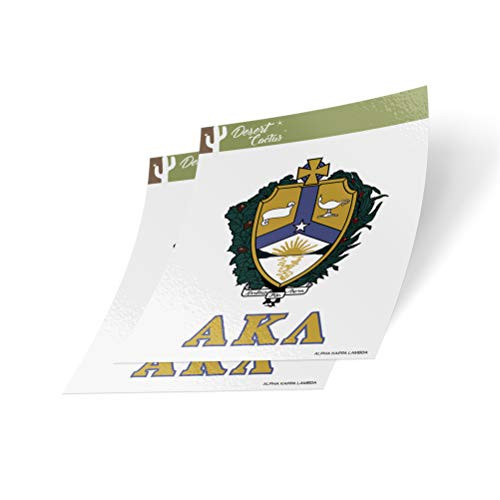 Desert Cactus Alpha Kappa Lambda Letter 2-Pack Decal Greek for Window Laptop Computer Car AKL Crest Sticker