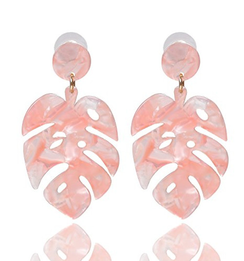 Acrylic Earrings For Women Girls Statement Palm Leaf Earrings Resin monstera Drop Dangle Earrings Fashion Jewelry Pink Acrylic Earrings For Women Girls Statement Palm Leaf Earrings Resin monstera Drop Dangle Earrings Fashion Jewelry Pink