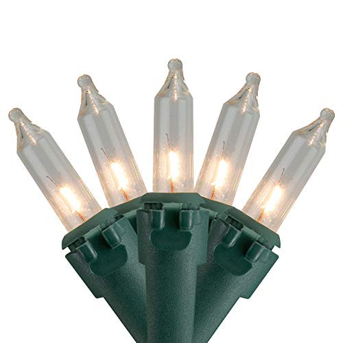 10-Count Clear Mini Christmas Light Set, Green Wire