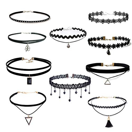 10PCS Black Velvet Choker Necklaces 