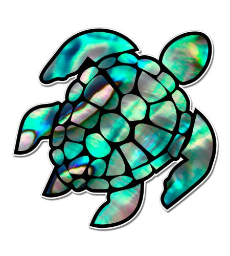 GT Graphics Sea Turtle Pearl Blue Green - 5inch  Vinyl Sticker - for Car Laptop I-Pad - Waterproof Decal