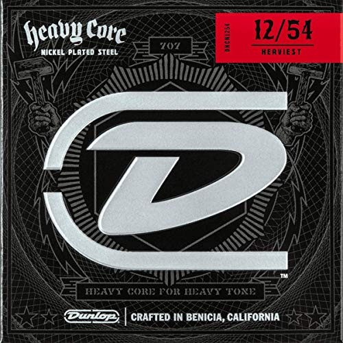 Dunlop DHCN1254 Heavy Core Nickel Wound Guitar Strings, Heaviest, .012.054, 6 Strings/Set