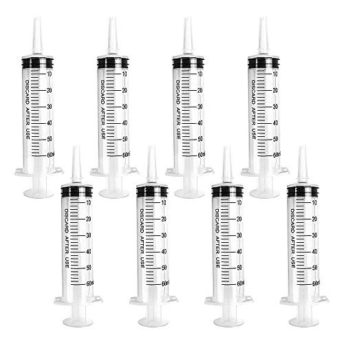 DEPEPE 8pcs 60ml Large Plastic Catheter Tip Syringe with Caps Multiple Uses for Scientific Lab, Measurement and Dispensing