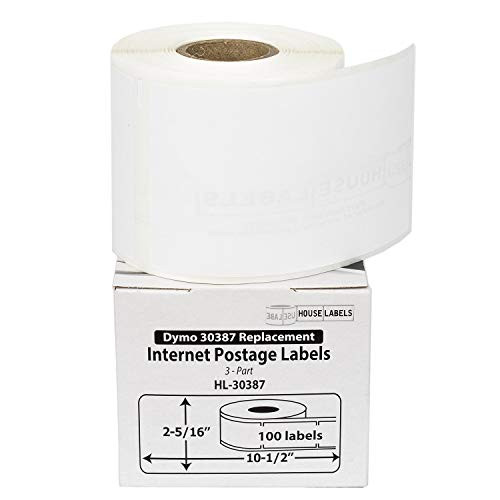 HOUSELABELS Compatible DYMO 30387 Internet Postage Labels 2-5/16inch  x 10-1/2inch  Compatible with Rollo, DYMO LW Printers, 1 Roll / 100 Labels per Roll