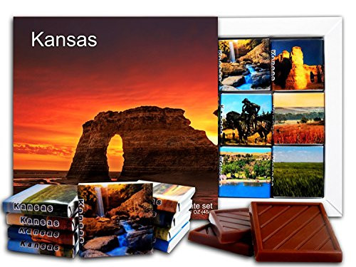 DA CHOCOLATE Candy Souvenir KANSAS State Chocolate Gift Set 5x5in 1 box Rocks