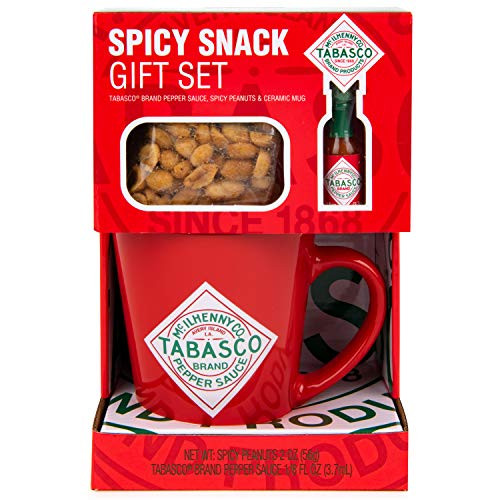 Thoughtfully Gifts, Tabasco Spicy Peanuts Gift Set, Includes Tabasco Mug, Tabasco Spicy Peanuts, and Mini Tabasco Pepper Sauce