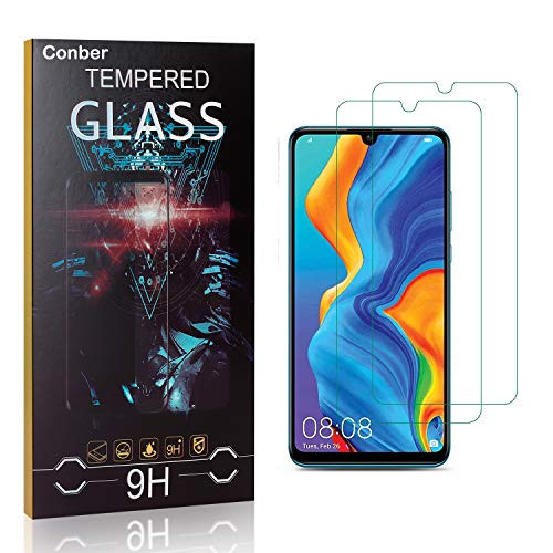 Conber Screen Protector for Huawei P30 Lite, 2 Pack 9H Tempered Glass Film Screen Protector for Huawei P30 Lite Scratch-ResistantShatterproof