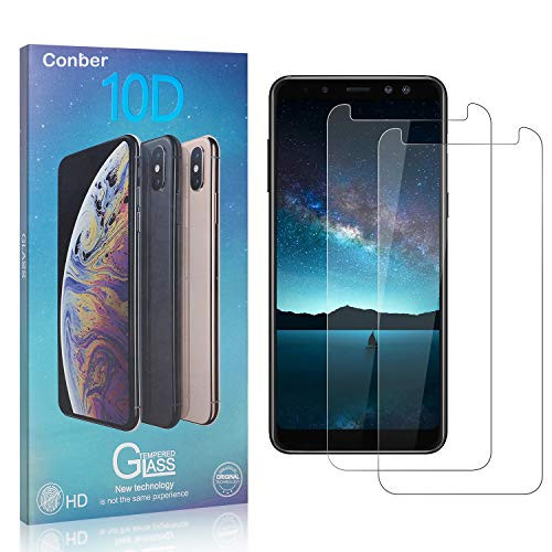 Conber Screen Protector for Samsung Galaxy A8 2018, 2 Pack 9H Tempered Glass Film Screen Protector for Samsung Galaxy A8 2018 ShatterproofScratch-Resistant