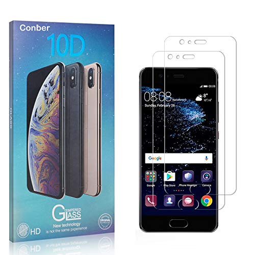 Conber Screen Protector for Huawei P10 Plus, 2 Pack 9H Tempered Glass Film Screen Protector for Huawei P10 Plus ShatterproofScratch-Resistant