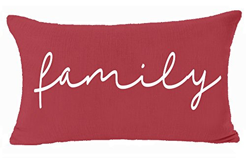 Andreannie Home Family Cotton Linen Lumbar Throw Pillow Cover Cushion Case Decorative Sofa Room 12x20 inches Both Sides Same Color red Andreannie Home Family Cotton Linen Lumbar Throw Pillow Cover Cushion Case Decorative Sofa Room 12x20 inches Both Sides Same Color red