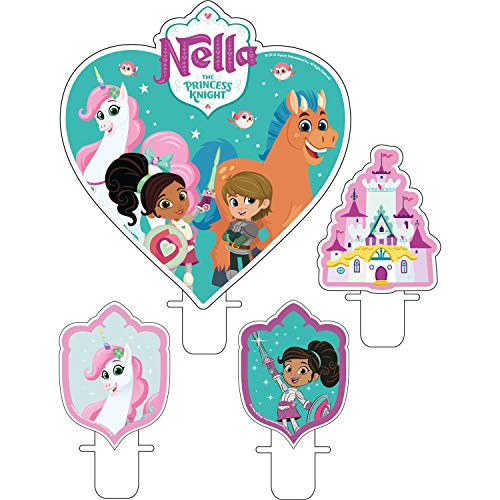 amscan 9904017 Birthday Candle Set with Nella The Princess Knight Theme - 4 Pcs, Colour