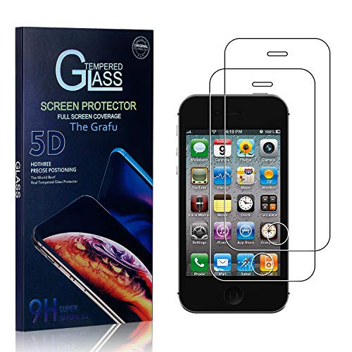The Grafu Screen Protector for iPhone 4S / iPhone 4, 9H Scratch Resistant Tempered Glass Screen Protector Compatible with iPhone 4S / iPhone 4, Drop Fall Protection, 2 Pack