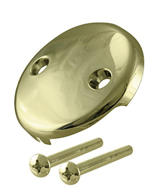 Westbrass D329-01 Two Hole Tub Overflow Faceplate with Screws, Polished Brass