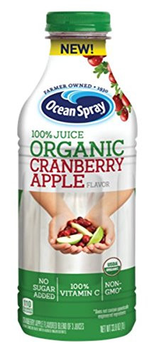 Ocean Spray 100 percent Juice, Organic Cranberry Apple, 1 Liter Bottle
