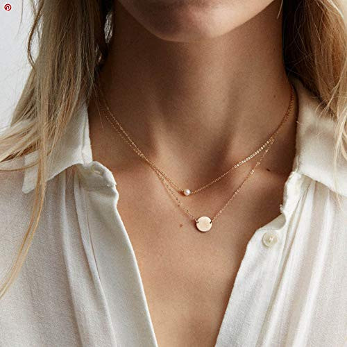 Jovono Multilayered Beaded Necklaces Sequin Pendant Necklace Chain Jewelry for Women and Girls Gold Jovono Multilayered Beaded Necklaces Sequin Pendant Necklace Chain Jewelry for Women and Girls Gold
