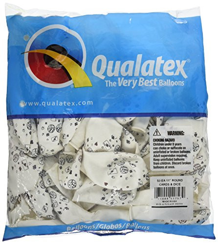 LA Balloons 11757 "Cards & Dice" Qualatex Latex Balloons (50 Pack), 11", White