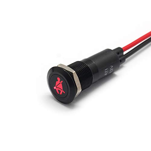 Alpinetech PLB12MS 12mm 1/2inch  12V LED Metal Signal Indicator Pilot Dash Light Seat Belt Warning