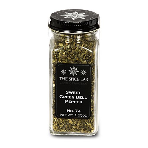 The Spice Lab Green Bell Pepper - Sweet Dehydrated Bell Pepper Flakes - French Jar - Kosher Vegan Seasoning - Great for Pizza Seasoning or Taco Seasoning  5074