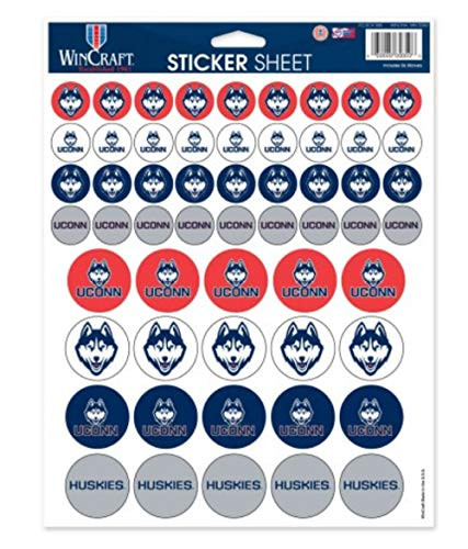 WinCraft NCAA University of Connecticut UCONN Huskies Vinyl Sticker Sheet, 8.5inch  x 11inch  Inch