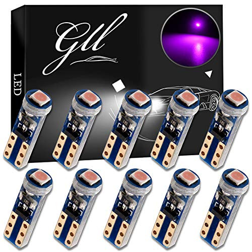 GLL 10pcs Pink T5 LED Bulbs 74 70 37 17 2721 3528 5mm LED Bulbs 1-3030-SMD for Car Interior Speedometer Dashboard Instrument Gauge Cluster Indicator Light Panel Dash Lamp
