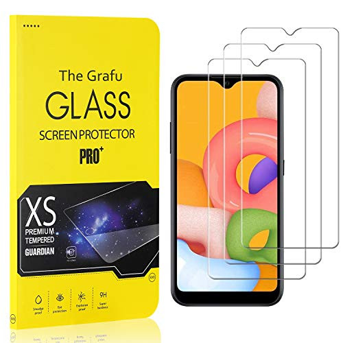 The Grafu Screen Protector Compatible with Galaxy A01, Tempered Glass, Scratch Resistant HD Screen Protector Film for Samsung Galaxy A01, Easy Installation, 3 Pack